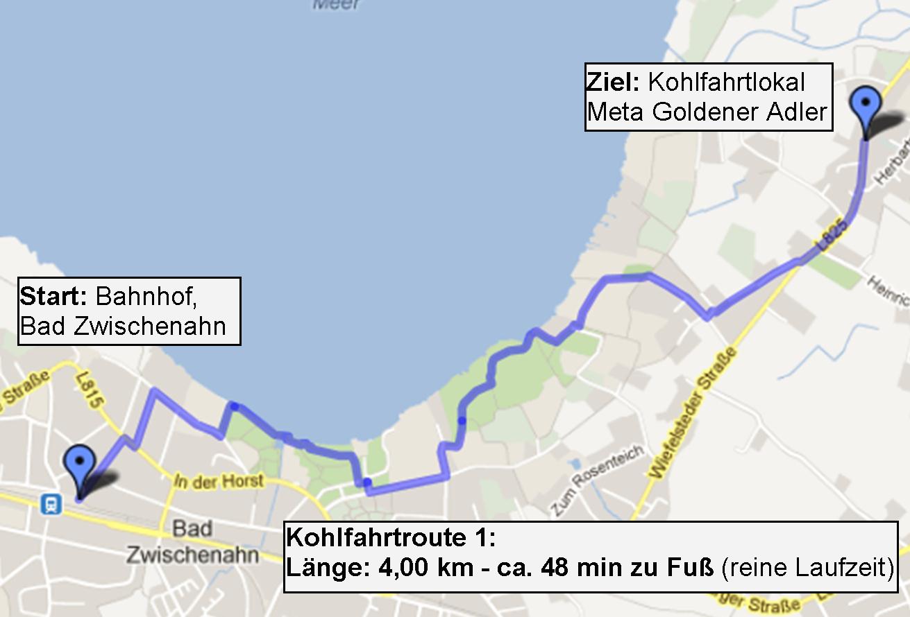 Karte Route 1 Kurze Meerroute in Bad Zwischenahn
