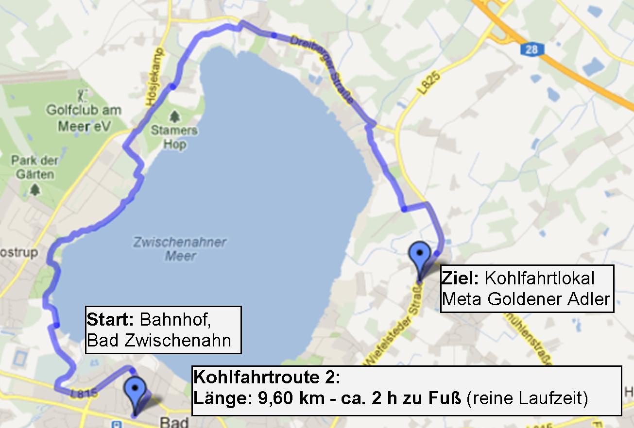 Karte Route 2 Große Meerroute um das Zwischenahner Meer