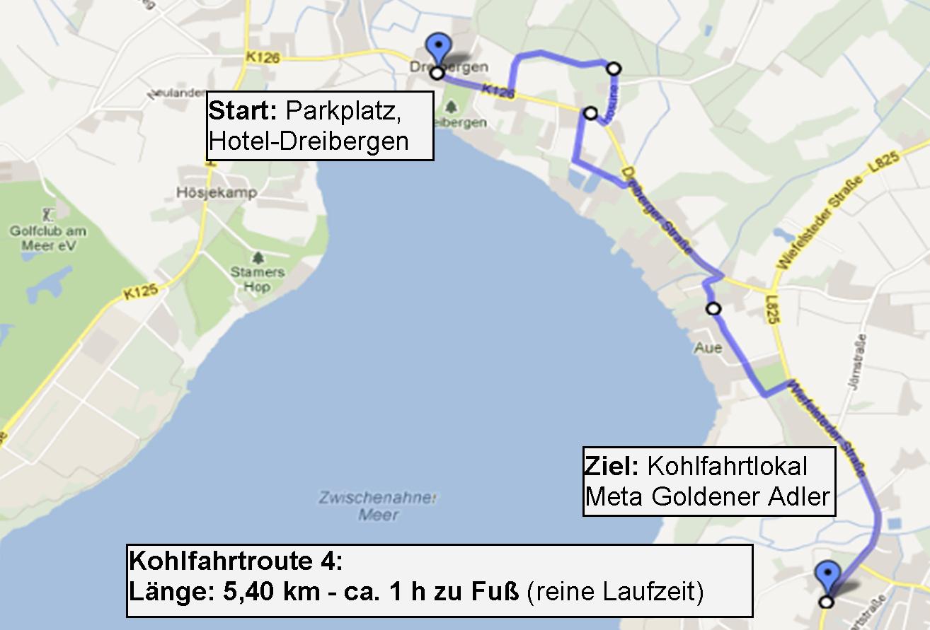 Karte Route 4 ab Dreibergen zum Meta Goldener Adler